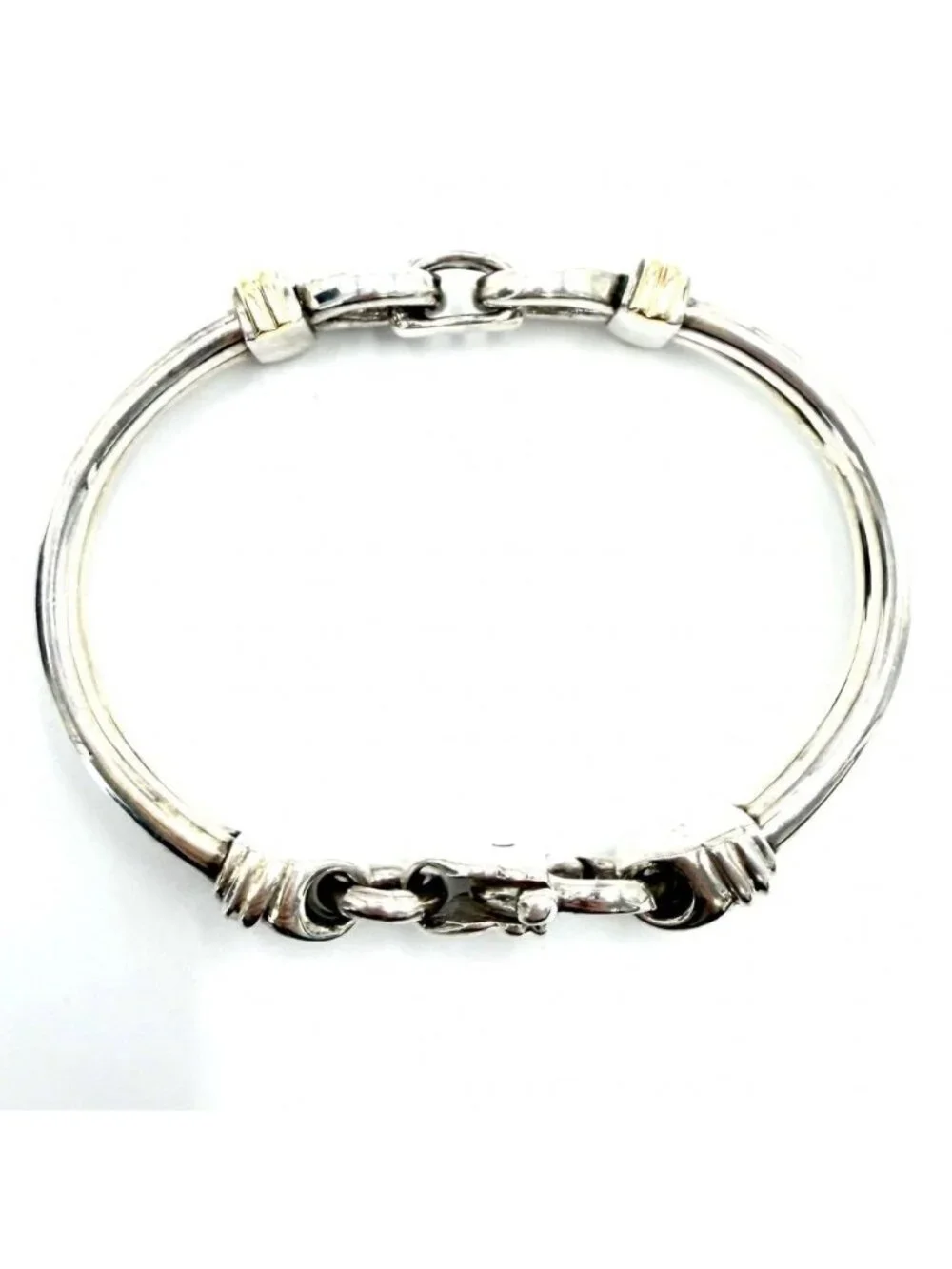 Tiffany & Co Bangle Double Loop Combination Bracelet 18k YG 925 Sterling Silver